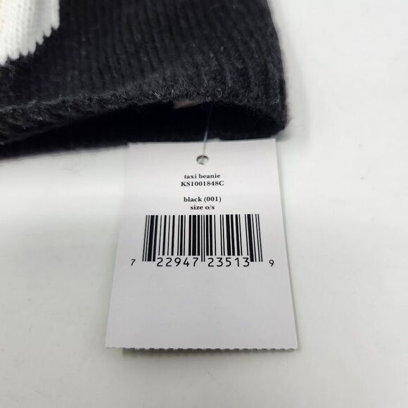 New Kate Spade Womens Taxi Pom Pom Beanie Hat Black Knitted - Picture 3 of 4